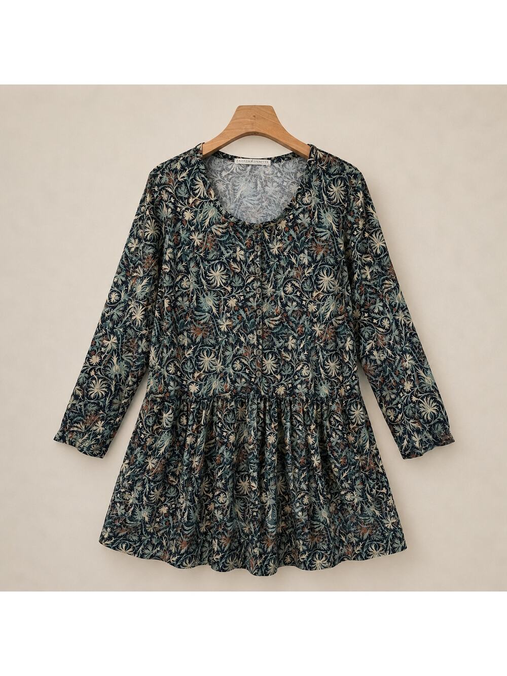 Peruvian Connection Orla Pima Cotton Modal Knit Dress Botanical Print Size M